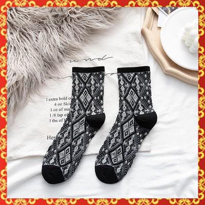 Tất Quả Trám Cao Cổ, Vớ Len Thổ Cẩm Phong Cách Vintage Hàn Quốc Dành Cả Cho Nam Và Nữ.