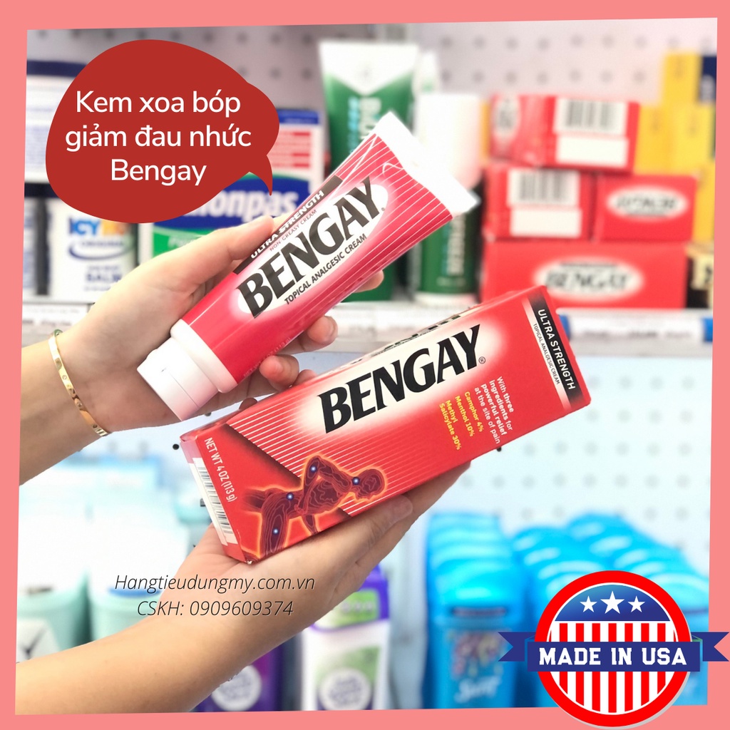 HÀNG MỸ- KEM XOA BÓP GIẢM ĐAU NHỨC BENGAY ULTRA STRENGTH NON-CREASY CREAM 113g