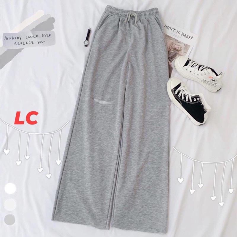 Quần ỐNG RỘNG RÁCH ĐÙI phong cách Ulzzang Unisex chất mát cá tính mặc nhà, đi chơi, thể thao M7