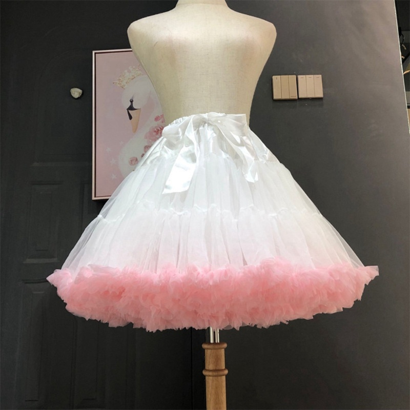 Chân Váy Xòe Tutu Lưng Thun Phối Ruy Băng Phong Cách Lolita Cho Nữ