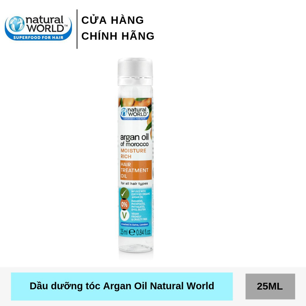 [Mã FMCGMALL - 8% đơn 250K] Dầu dưỡng tóc Argan Oil of Morocco NATURAL WORLD