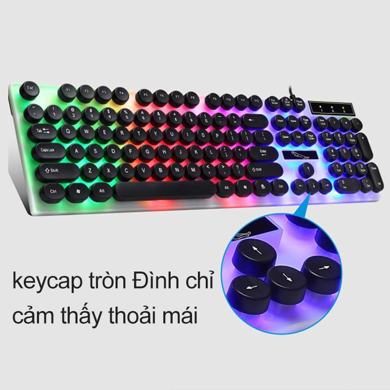 Bàn phím Punk G21 retro tròn keycap cơ có cảm giác phím backlight tròn Bàn phím chơi game usb [G21]