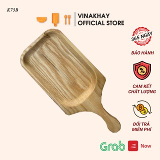 Khay gỗ decor Vinakhay gỗ tần bì - Khay gỗ đựng đồ ăn hình chữ nhật tay cầm tiện dụng K75B