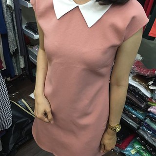 Đầm suông cổ sơ mi tay con