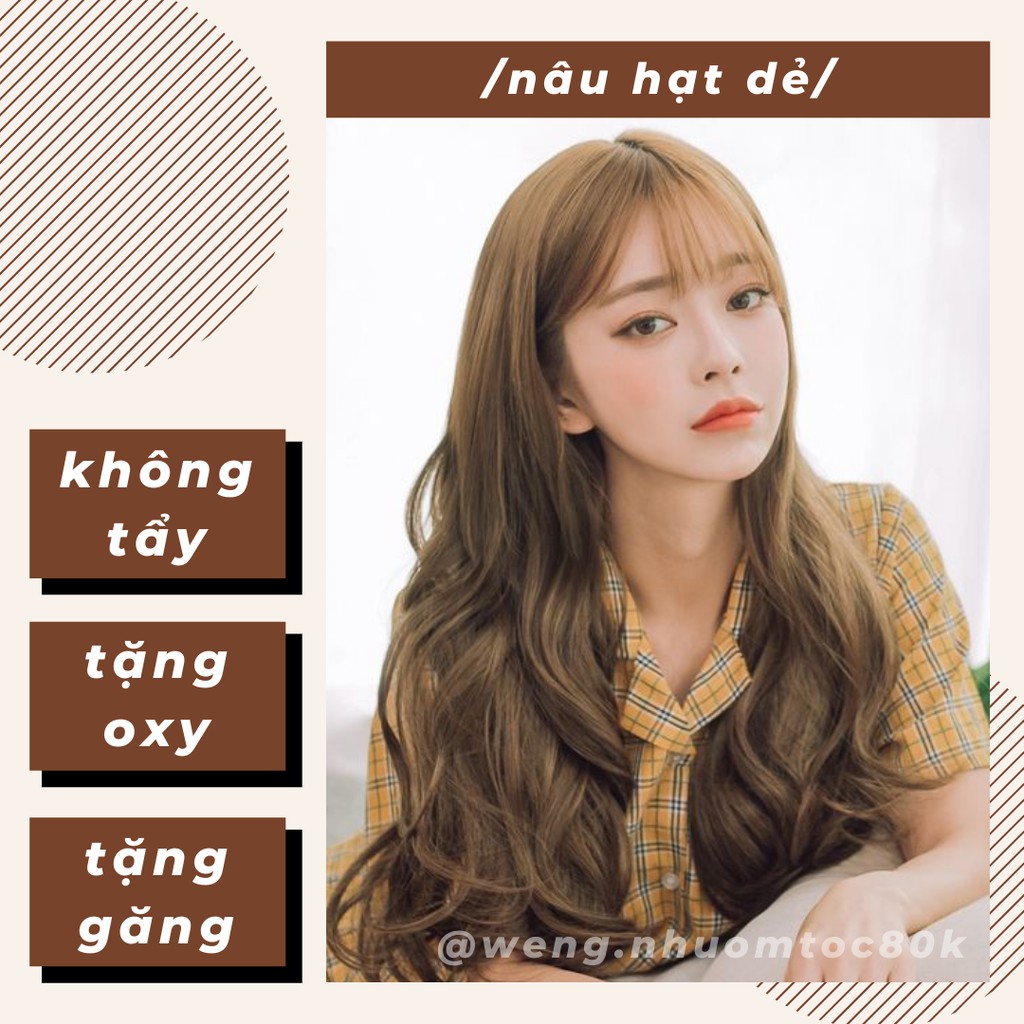 Nhuộm tóc màu nâu hạt dẻ không tẩy (tặng trợ nhuộm + găng)