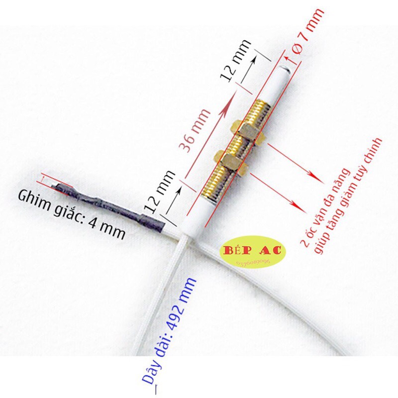 Kim sứ đánh lửa bếp gas âm có dây bếp gas âm