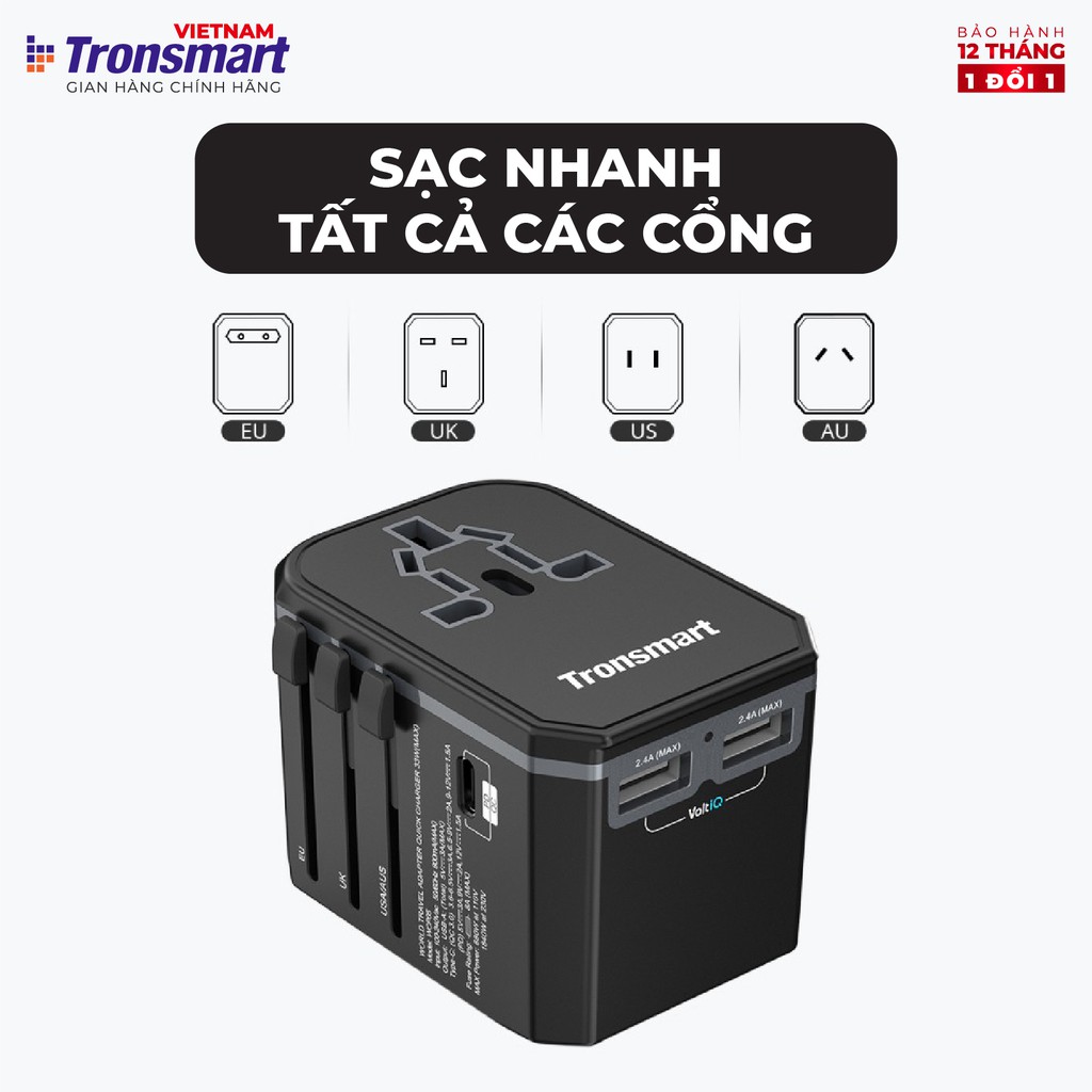 Củ sạc nhanh chuyển đổi đa năng Tronsmart WCP05 TM-346063 Sạc nhanh QC 3.0, PD - Hàng chính hãng - Bảo hành 12 tháng