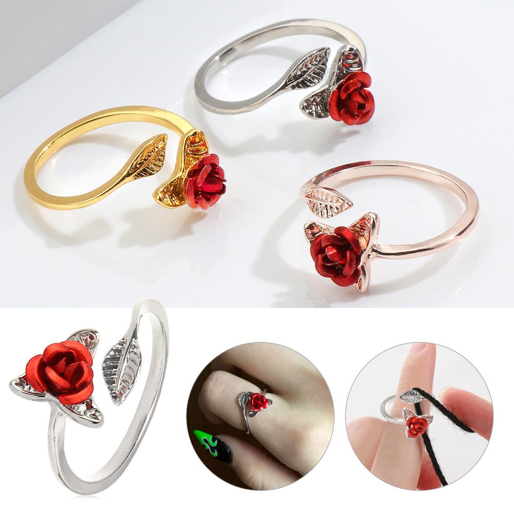 WONDER Nhẫn Hướng Dẫn Đan Len Hình Hoa Hồng