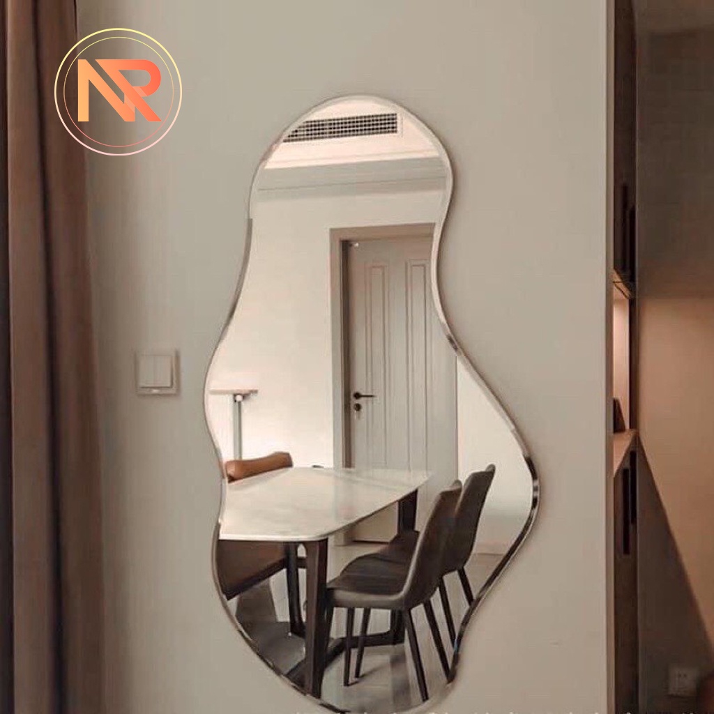 Gương Toàn Thân Hình Hạt Đậu, Treo Tường Led Cảm Ứng Cao Cấp 40x70cm 60x100cm Full Phụ Kiện