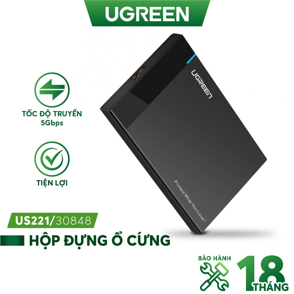 Hộp đựng ổ cứng 2.5 inch SSD, HDD chuẩn SATA UGREEN vỏ nhựa ABS hoặc vỏ nhôm - Hàng chính hãng