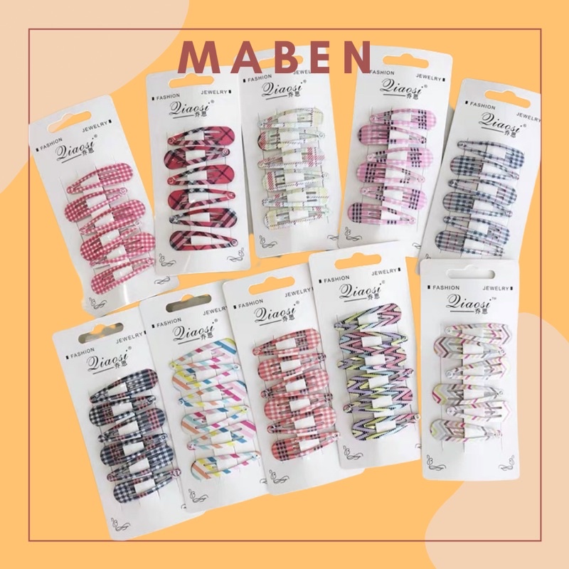 Set kẹp tóc kẻ sọc dễ thương kẻ sọc cute - Maben