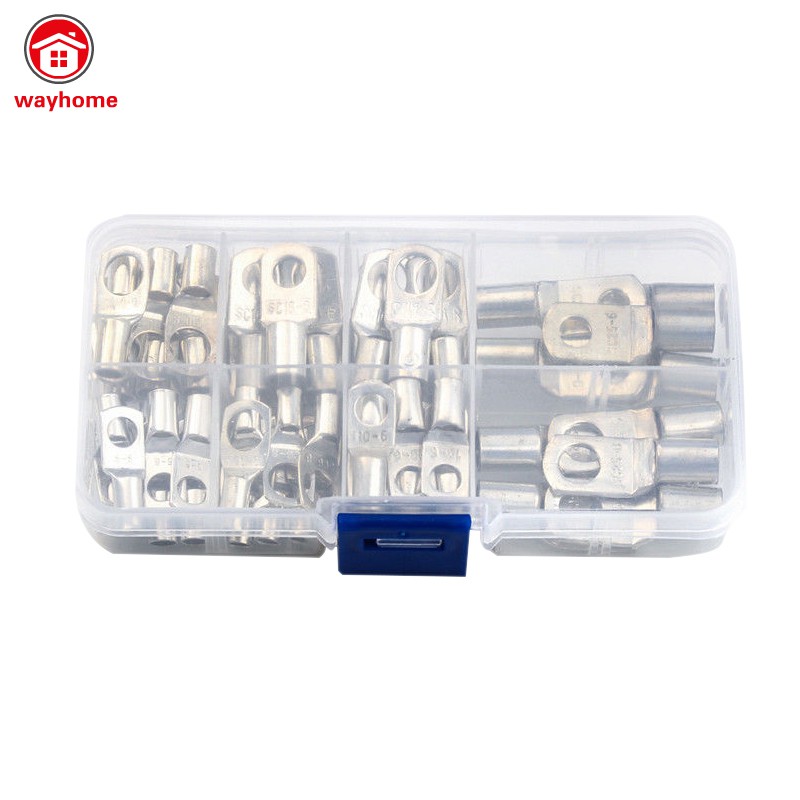 60Pcs SC Series Bare Terminals Tinned Copper Lug Ring Seal Wire Connectors Assorted Kit