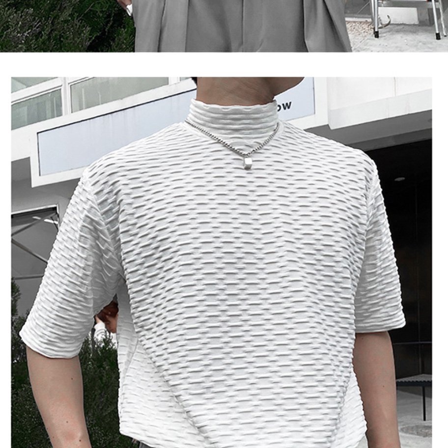 Áo thun tay lỡ cổ cao Squares Pattern Royalty