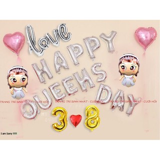 Set bóng 7 NGÀY PHỤ NỮ 8/3 HAPPY WOMENS DAY kèm BƠM + BĂNG DÍNH