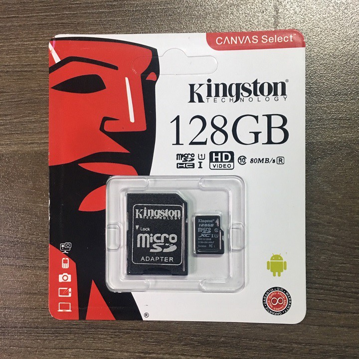 Thẻ nhớ Kingston 128GB – KINGSTON MicroSD Class10 – CHÍNH HÃNG – Bảo hành 5 năm – Kèm Adapter