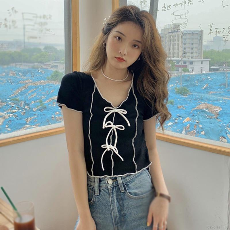 Áo croptop dệt kim cổ tròn thời trang quyến rũ cho nữ