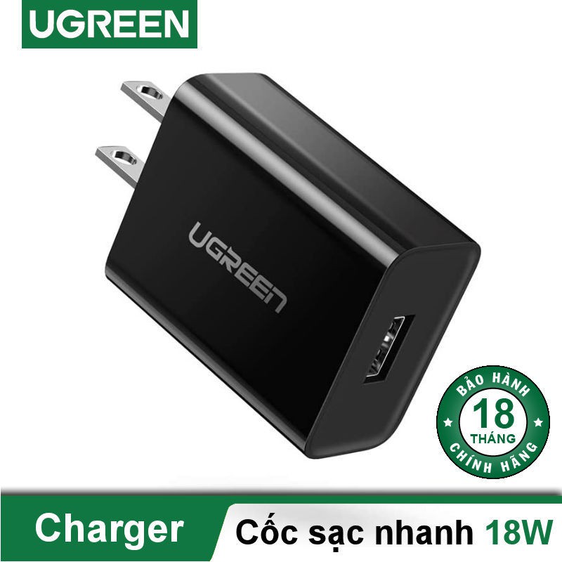 Ugreen 60495 - Củ sạc nhanh 18W chuẩn USB  A hỗ trợ QC 3.0 cao cấp CHính Hãng CD122