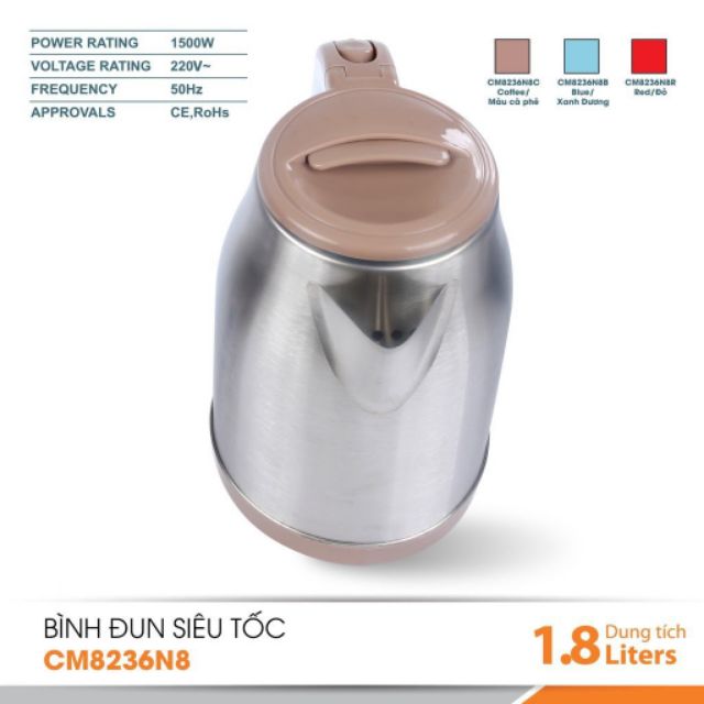 Bình đun siêu tốc Comet CM8236N8