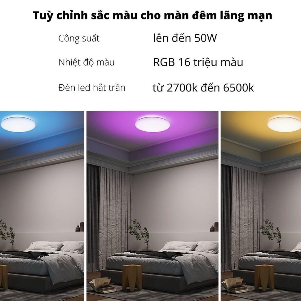 Đèn trần Yeelight Arwen 450S và 550S - LED chính vàng trắng 2700K-6500K, hắt đổi màu RGB, Tương thích HomeKit