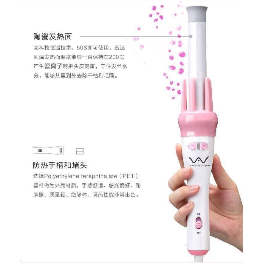 MÁY UỐN TÓC XOAY TỰ ĐỘNG 360 ĐỘ VIVID - MUTTDVV CHO BẠN MÁI TÓC BỒNG BÊNH QUYỄN RŨ