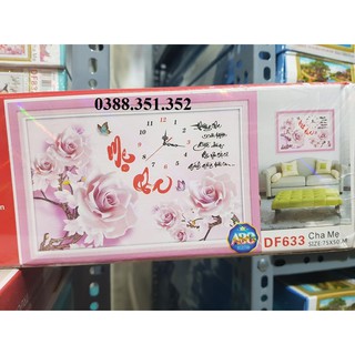 Tranh đính đá đồng hồ cha mẹ df633 75x50cm