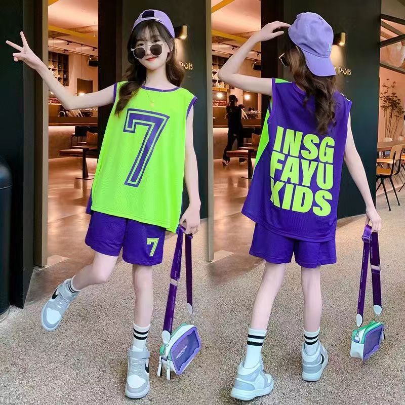 Bộ Đồ Thể Thao Bóng Rổ Không Tay Thiết Kế Mới Nhanh Khô Thời Trang Mùa Hè Dành Cho Bé Gái 7-14 Tuổi