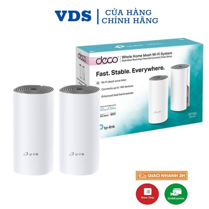 Hệ thống wifi mesh cho toàn ngôi nhà AC1200 Deco E4 (2-pack) mesh wifi chính hãng Tplink - VDS shop