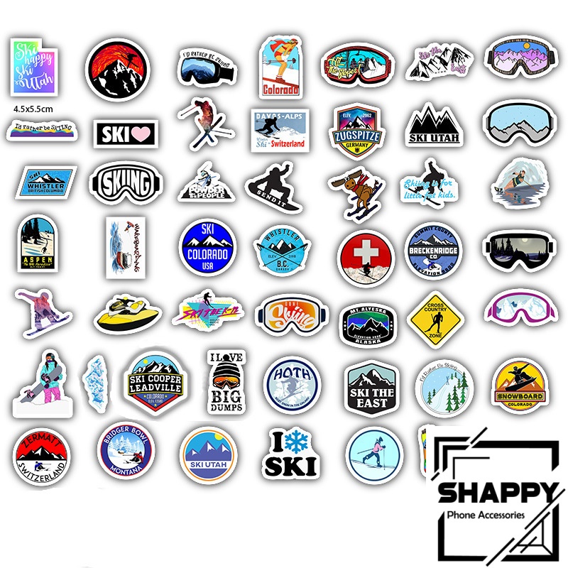 Sticker Dán Trượt Tuyết PVC Chống Nước | Dán Điện Thoại | Dán Laptop | Dán Mũ Bảo Hiểm | Dán Vali [Shappy Shop]