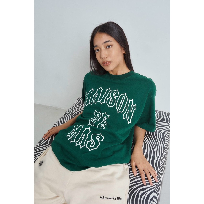 Áo thun tay lỡ MAISON DE MAS XANH LÁ to KKIMSHOP , Áo thun unisex nam nữ form rộng oversize chất liệu Cotton Thái