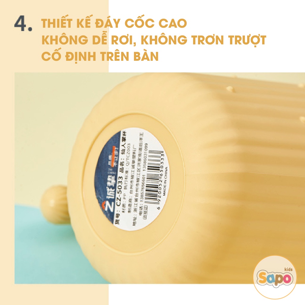 Cốc đánh răng hoạ tiết cây xương rồng cho bé đáng yêu kích thích trẻ đánh răng Sapo Kids