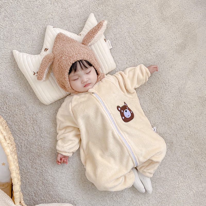0-3 Year Newborn Baby Pajamas One-piece Spring and Autumn Coral Fleece Children Romper