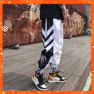 [HÀNG HOT] QUẦN JOGGER GIÓ DÙ MŨI TÊN CHẤT XIN - 2 MÀU ĐEN TRẮNGTrắng ở