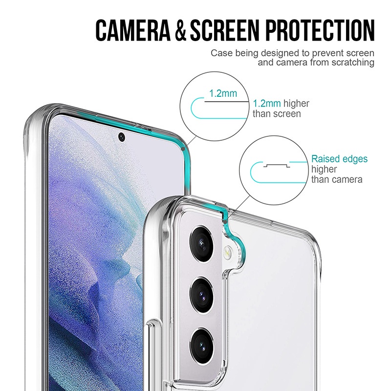 Ốp Điện Thoại Nhựa Acrylic Trong Suốt Chống Sốc Mạ Viền Cho Samsung Galaxy S10 S20 S21 S22 Plus Note 8 9 10+ 20 Ultra