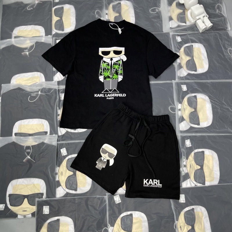 Set áo thun và quần short tây KARL, bộ nam mặc mùa hè hot trend style rộng chất dày mát mịn