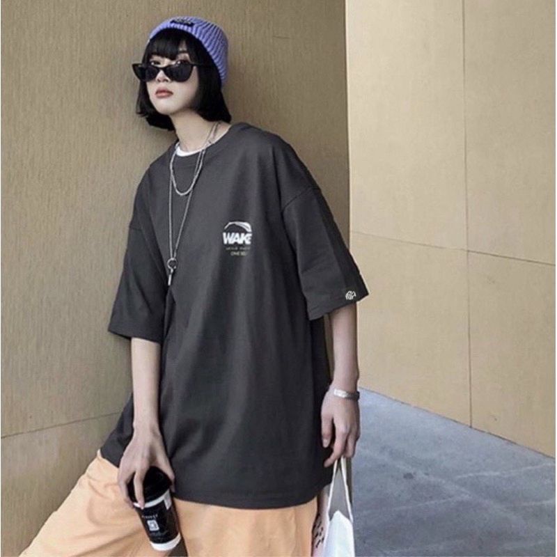 Áo thun phông logo tay Full size PINK tay lỡ form rộng WAKE Unisex