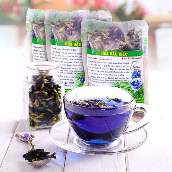 Trà hoa đậu biếc sấy lạnh gói 50g dùng pha trà, tạo màu xanh dương tự nhiên cho xôi chè, rau câu, thạch