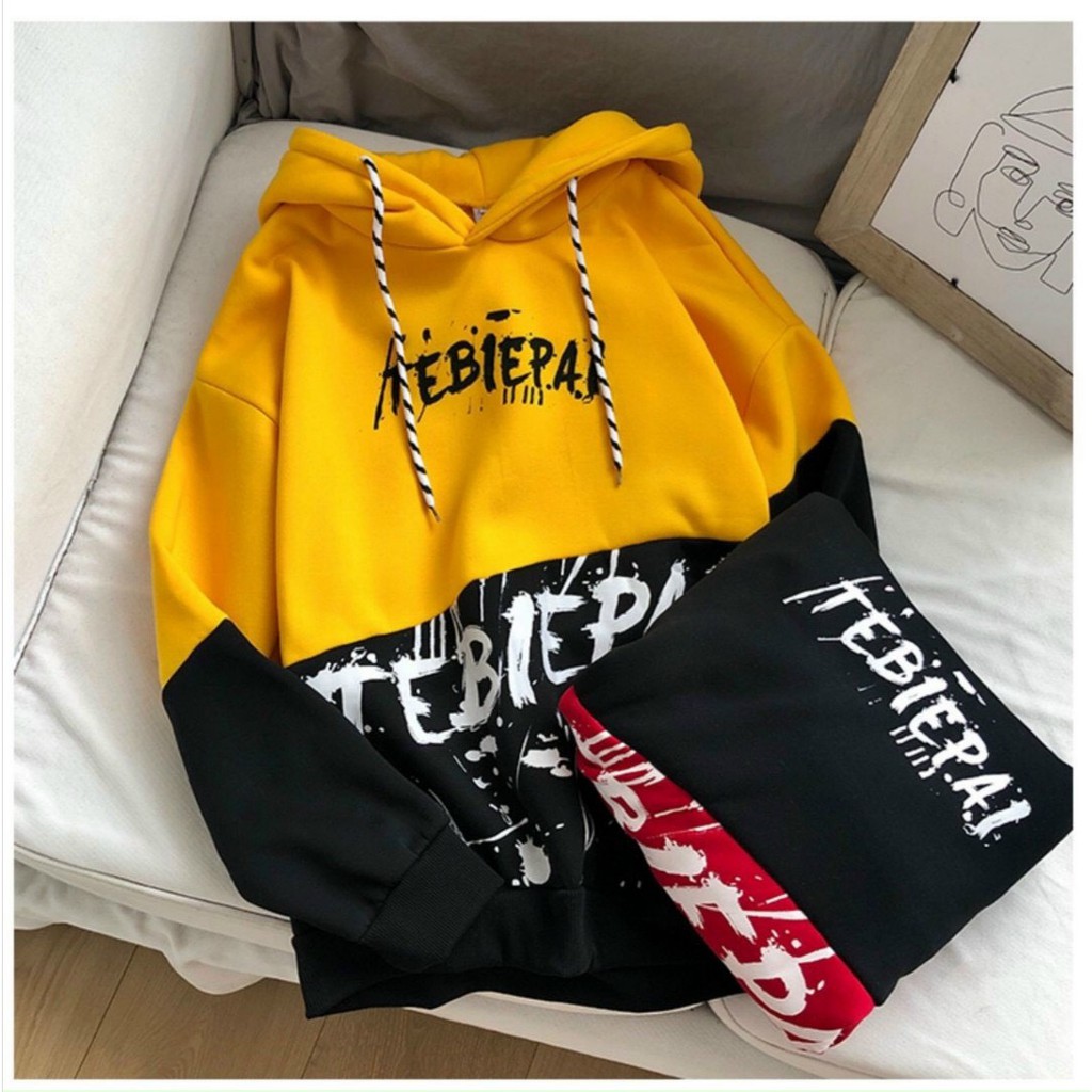 ÁO HOODIE NÓN MÀU VÀNG UNISEX NAM NỮ VẢY SƠN TEBIEPAL