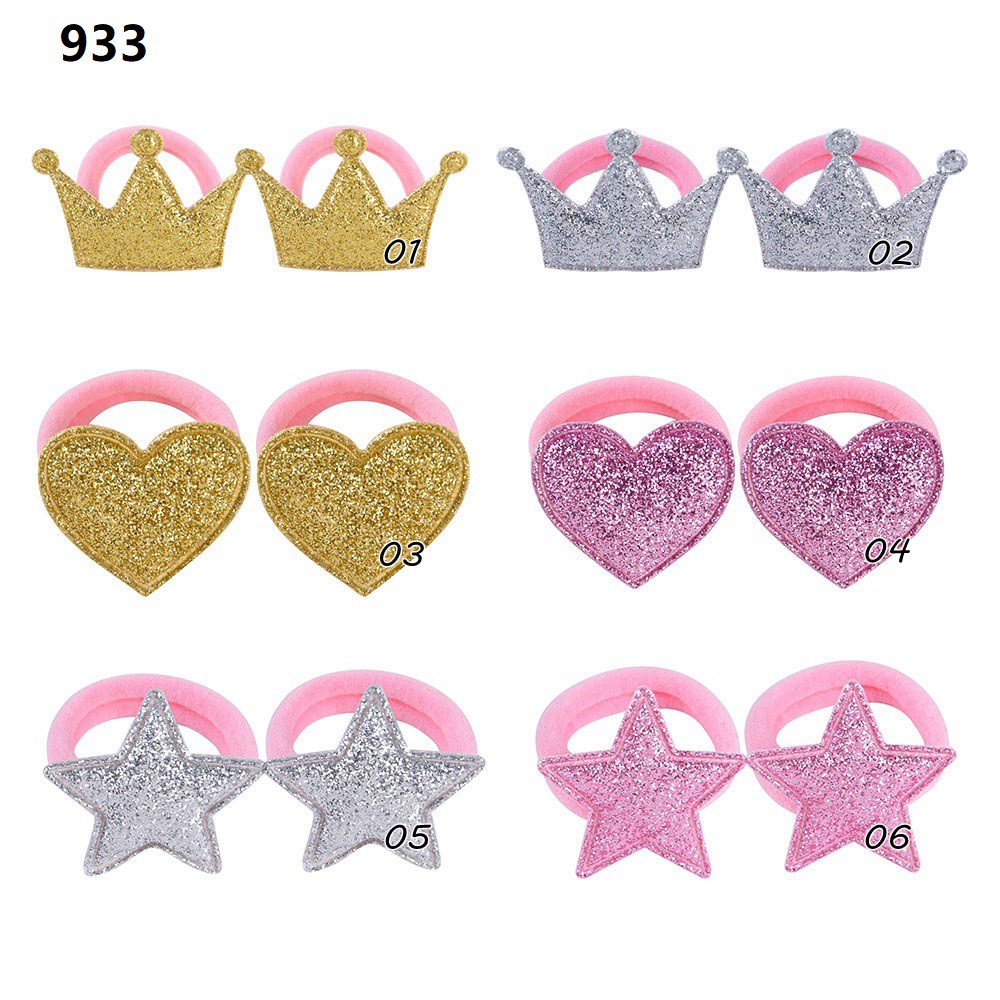 Set 2 dây buộc tóc KIDSBOWS hình ngôi sao/trái tim/vương miện dễ thương cho bé gái