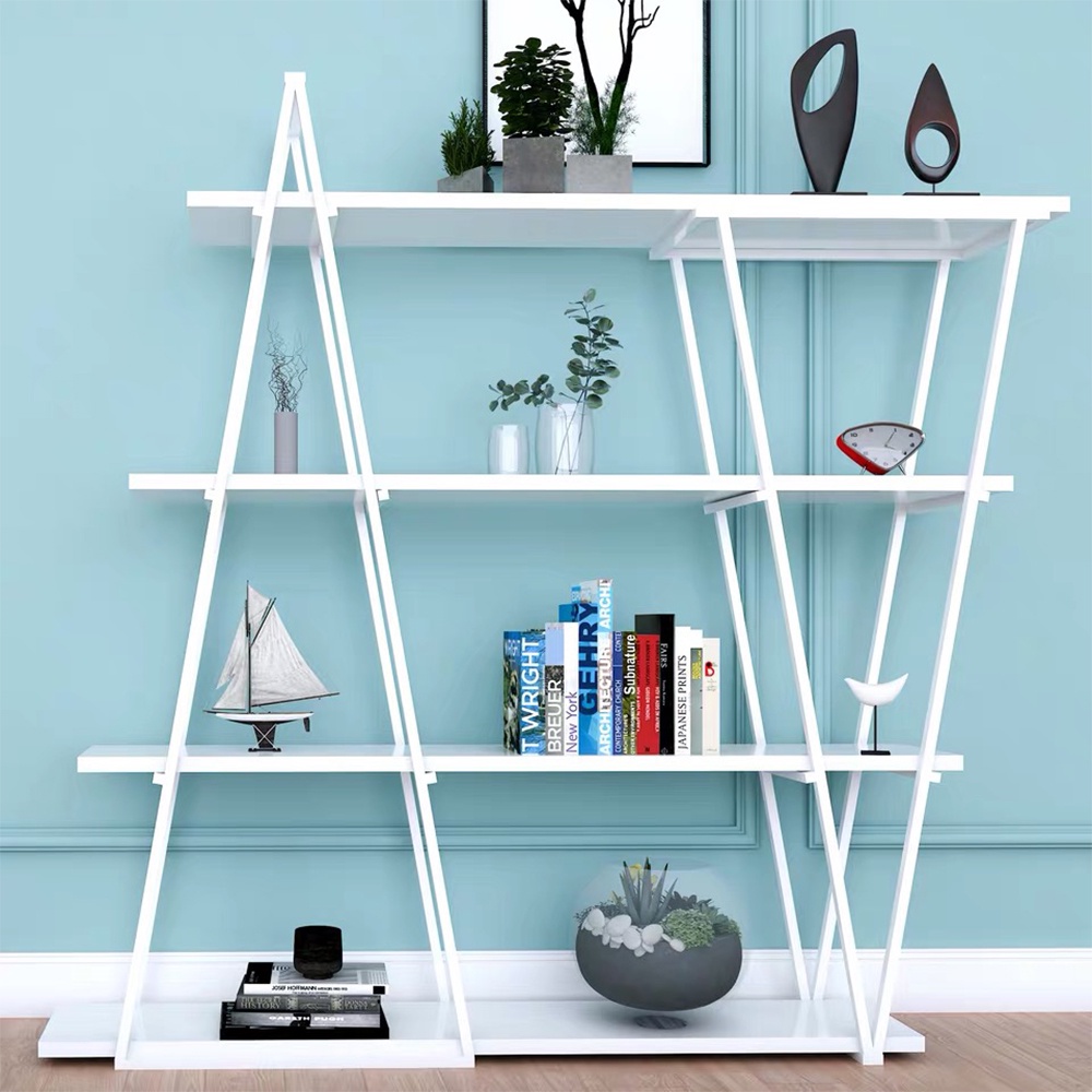 Kệ trưng bày trang trí, để sách 4 tầng IBIE AK024 ngang 2m mặt gỗ, khung sắt sơn tĩnh điện, tùy chọn màu sắc