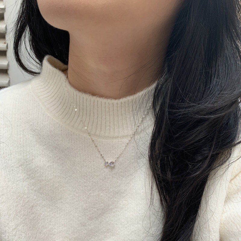 Vòng cổ 2 đá to nhỏ BẠC S925 LANN N165