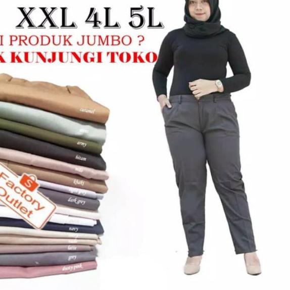 Tốt Nhất - Quần Dài Lưng Cao Bằng Cao Su Size Lớn Màu Đen/Xanh Nước Biển Kích Thước Lớn 2L 3L 4L Dành Cho Nữ