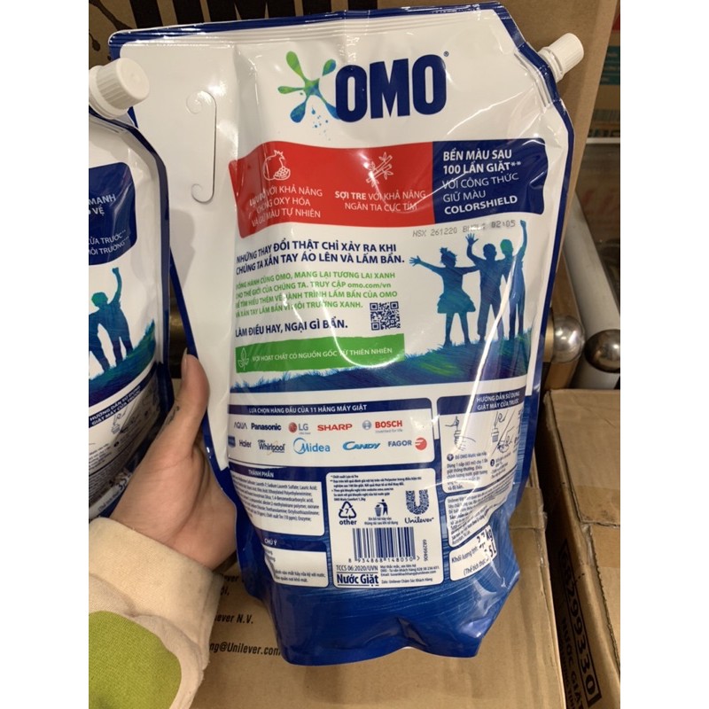 Combo 2 túi Nước Giặt OMO Matic dành cho máy giặt cửa trên/cửa trước 3,7kg/x2