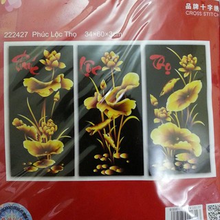 Tranh thêu chữ thập phúc lộc thọ 222427