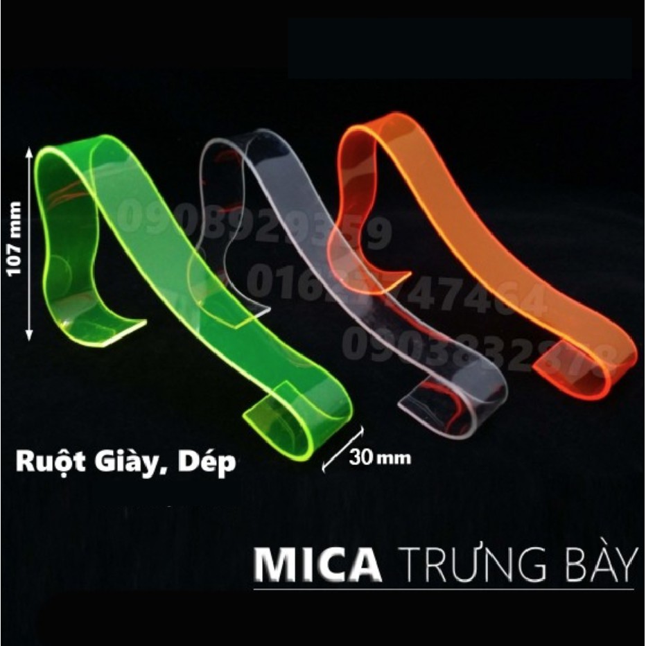 Combo 10 Ruột Mica TRONG SUỐT BỀ BẢN 30mm Trưng Bày Nông Giày/Dép