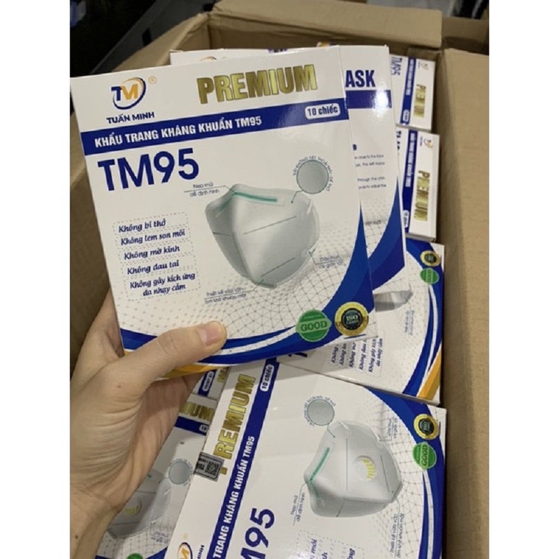 Khẩu trang y tế N95 có van thở kháng khuẩn chống bụi hàng chính hãng TM và TH mask