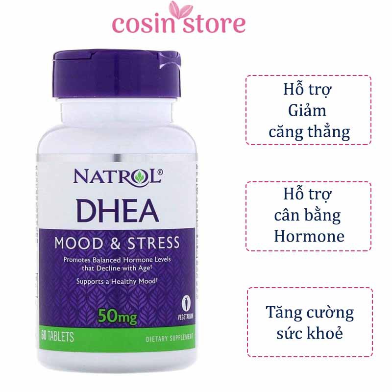 Viên uống Natrol DHEA Mood &amp; Stress 50mg 60 viên - Hỗ Trợ Giảm Stress