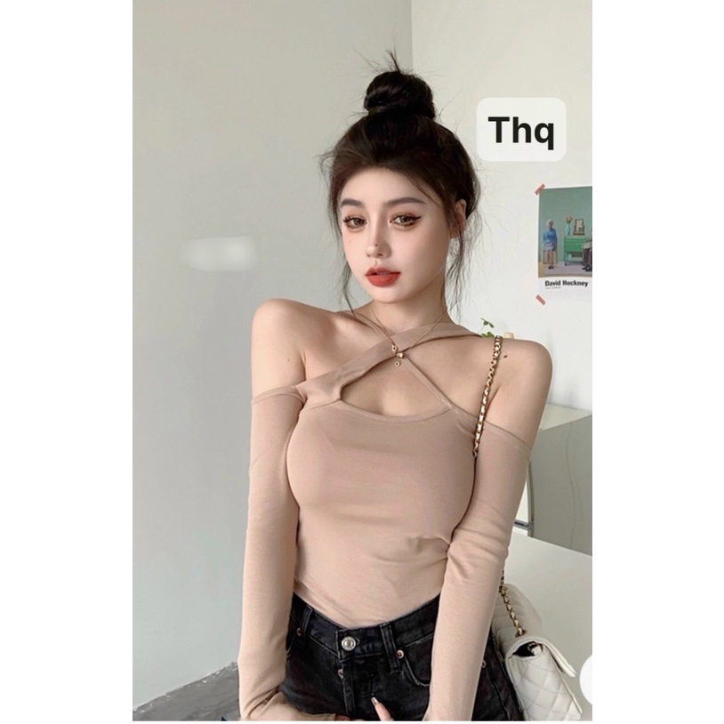 Áo hở vai chéo cổ mặc đươc nhiều kiểu
