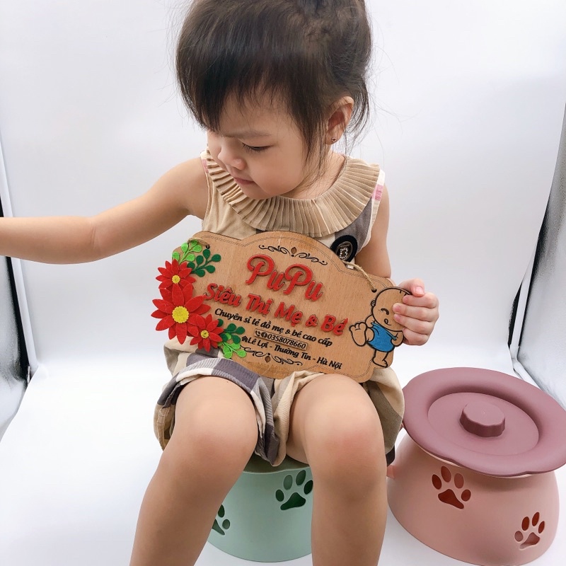 Bô Đi Vệ Sinh Cho Bé Có Nắp Đậy Và Tay Cầm