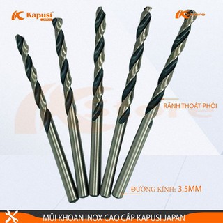 COMBO 5 MŨI KHOAN INOX 3.5MM KAPUSI JAPAN - MŨI  KHOAN THÉP CAO CẤP