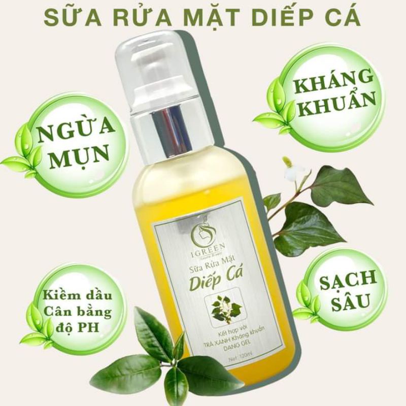 Sữa Rửa Mặt Diếp Cá kết hợp với Trà Xanh kháng khuẩn,sạch sâu,dưỡng ẩm,se khít lỗ chân lông
